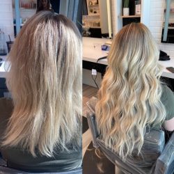 Before and after blonde hair