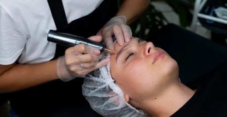 A woman taking Brow Lamination service